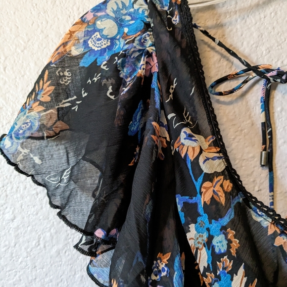 Free People Love to Love Floral Mini Dress Short Flutter Sleeves S EUC Revolve - Picture 7 of 13